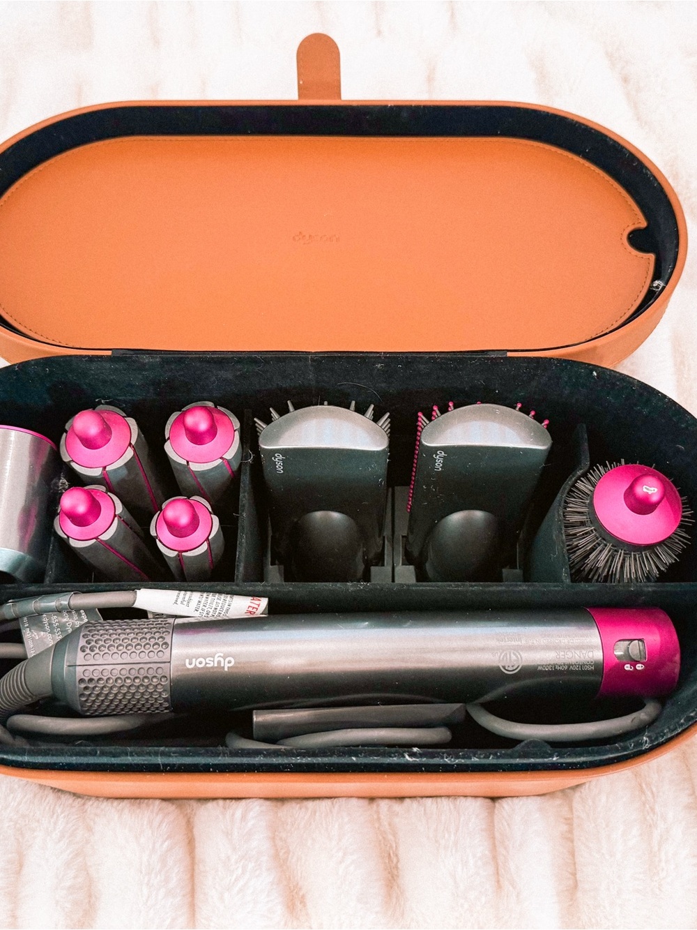 Dyson Hair Multi-Styler Set in Pink and Gray with Orange Case